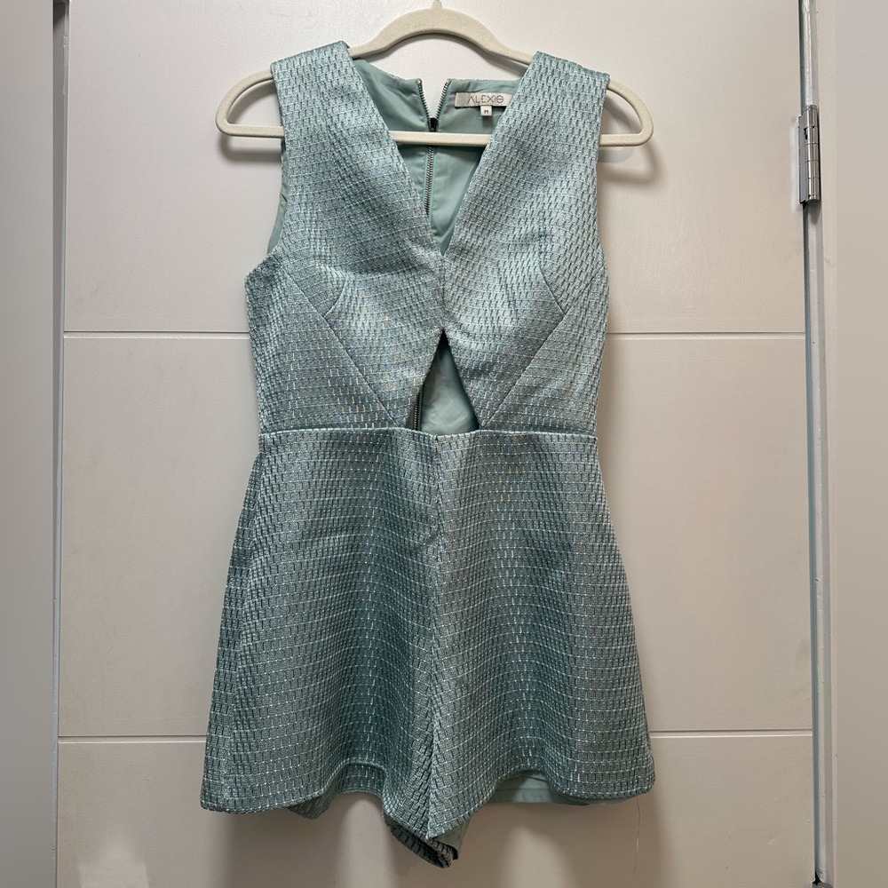 Alexis Light Blue Textured Backless Dress